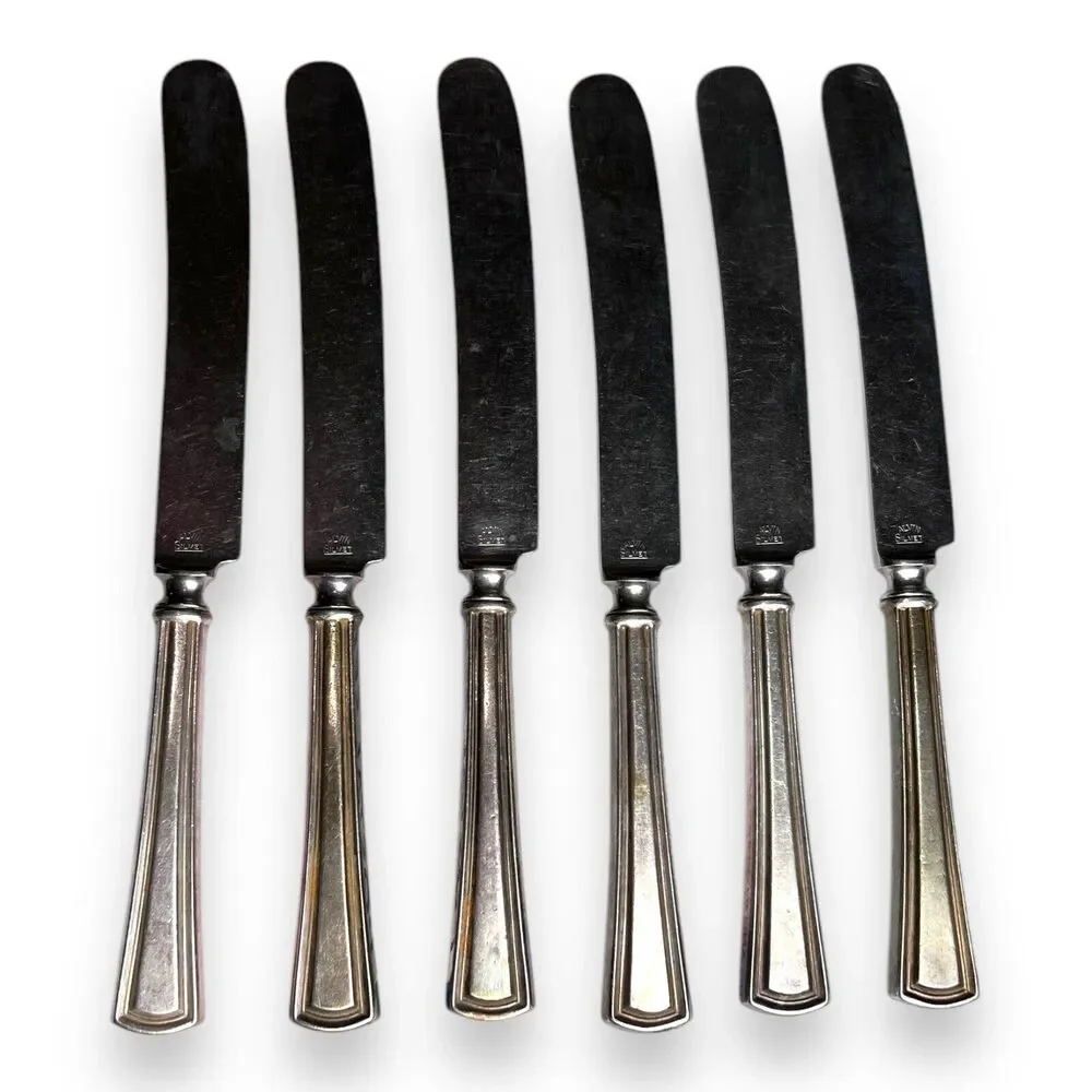 Alvin Silmet Vintage Set Of 6 Silver Plated Kitchen Dinner Butter Knives - 9”